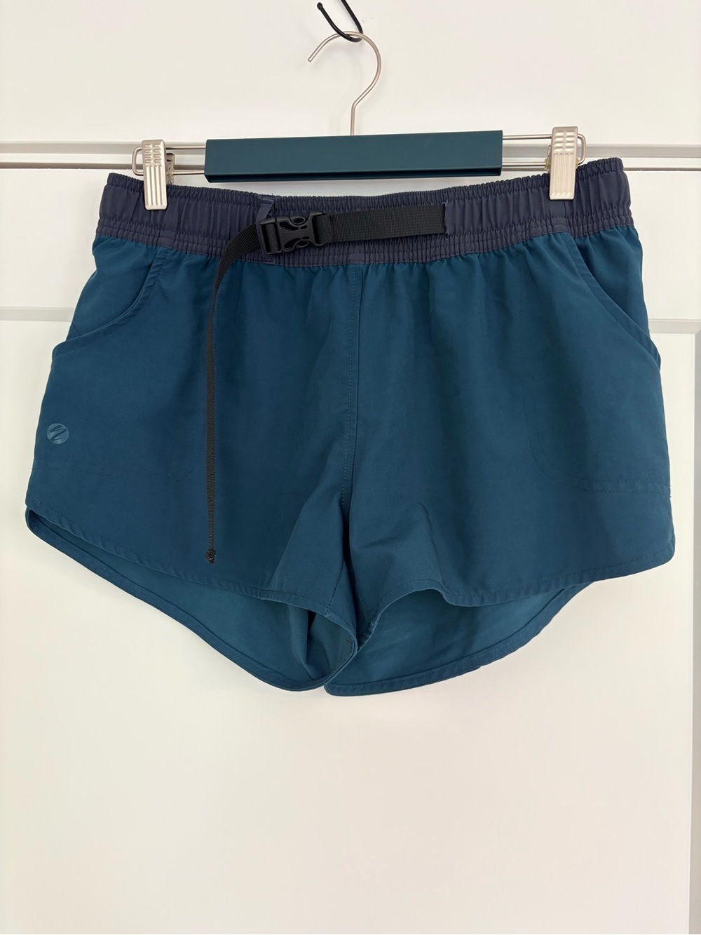 Women’s Athletic Shorts in Teal with Elastic Waist and Belt